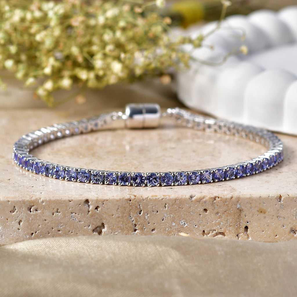 D'Joy Tansanit Armband ca. 20 cm 925 Silber Rhodiniert ca. 5,82 ct.