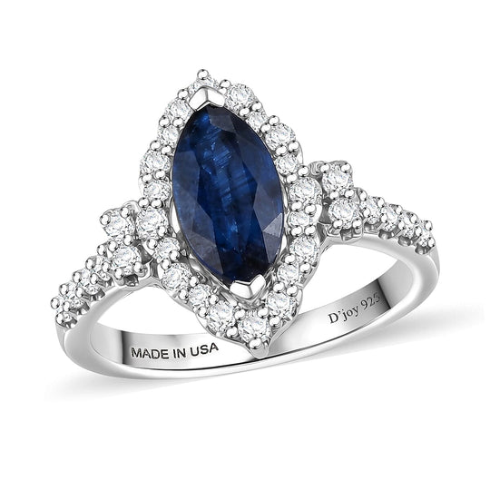 D'Joy AA Kyanit, Moissanit AGI zertifiziert Ring 925 Silber Rhodiniert (Größe 17.00) ca. 2,98 ct