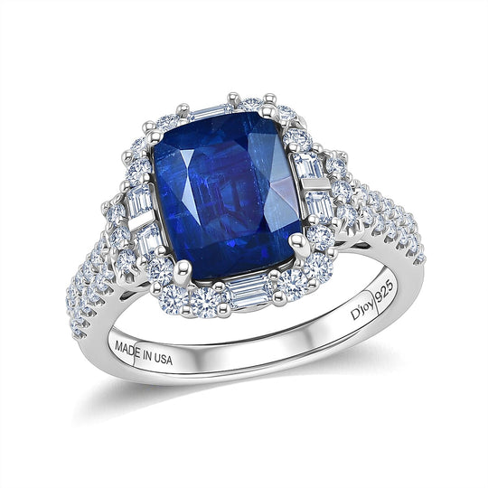 D'Joy AA Kyanit, Moissanit Ring 925 Silber Rhodiniert (Größe 18.00) ca. 4,65 ct