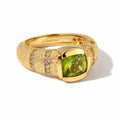 EVER TRUE AA Natürlicher Peridot, Weißer Zirkon Ring 950 Kupfer (Größe 18.00) ca. 2.53 ct