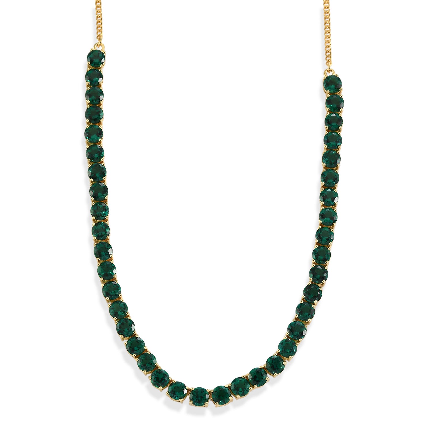 LUXURIANT DIAMOND - AAA Lab Grown Smaragd Halskette ca. 45 cm 925 Silber 750 Gelbgold vermeil ca. 17,90 ct.