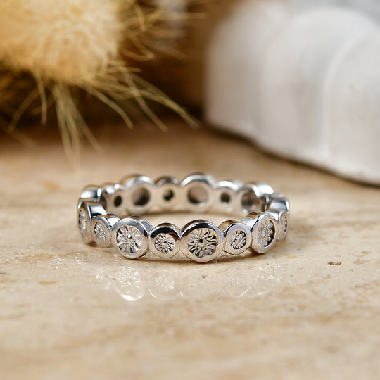 D'Joy Weißer Diamant Ring 925 Silber Platiniert (Größe 20.00) ca. 0,01 ct