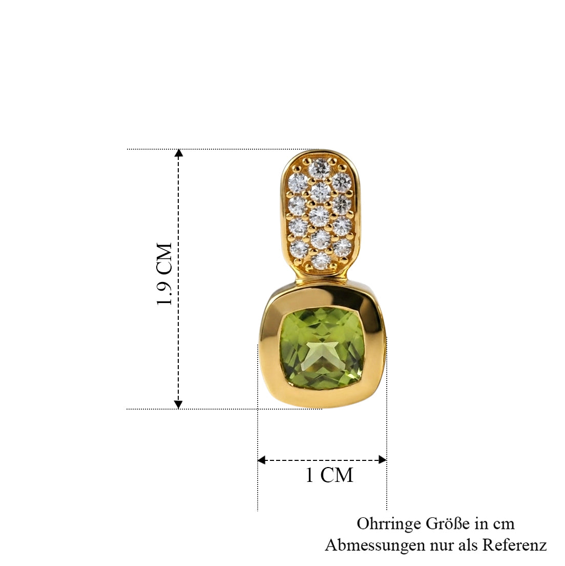EVER TRUE AA Natürlicher Peridot, Weißer Zirkon Ohrringe 950 Kupfer ca. 2.80 ct