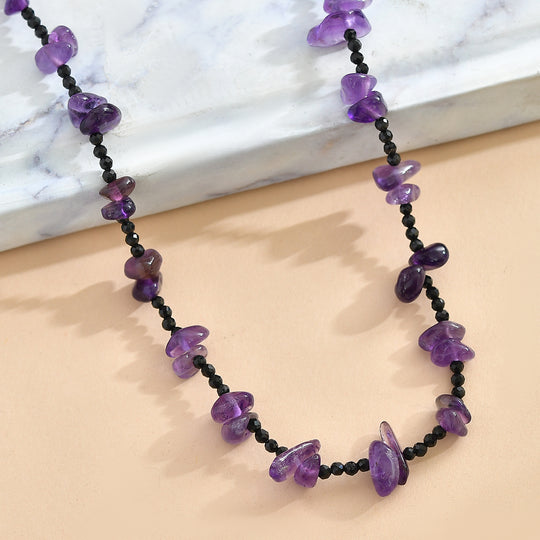 Amethyst, Schwarzer Spinell Halskette 91 cm ca. 240.00 ct