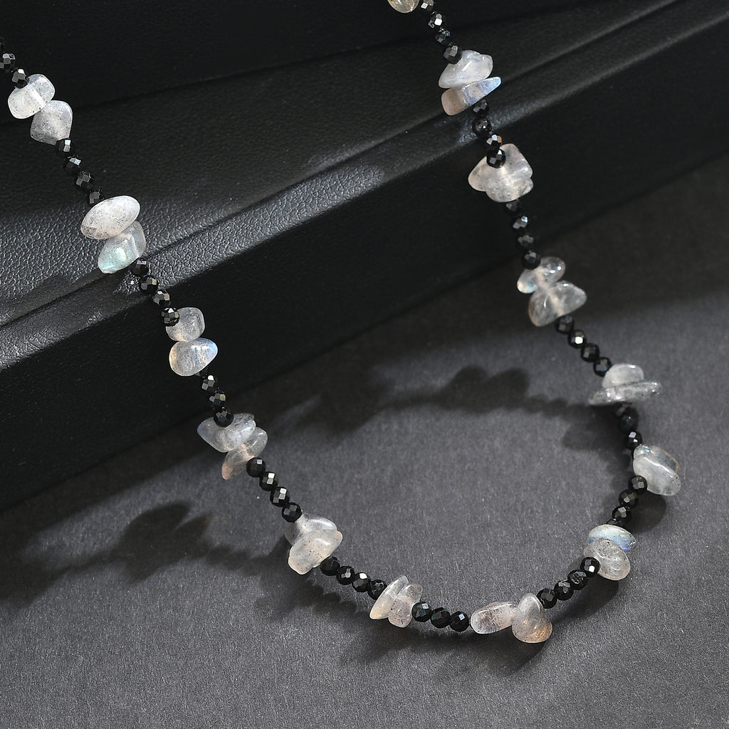 Labradorit, Schwarzer Spinell Halskette 91 cm ca. 240.00 ct