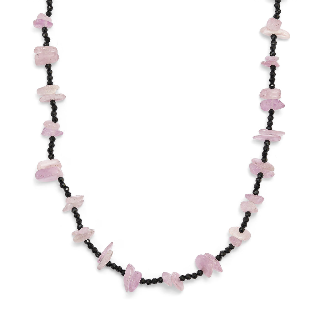 Kunzit, Schwarzer Spinell Halskette 91 cm ca. 240.00 ct