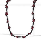 Roter Granat, Schwarzer Spinell Halskette 91 cm ca. 240.00 ct