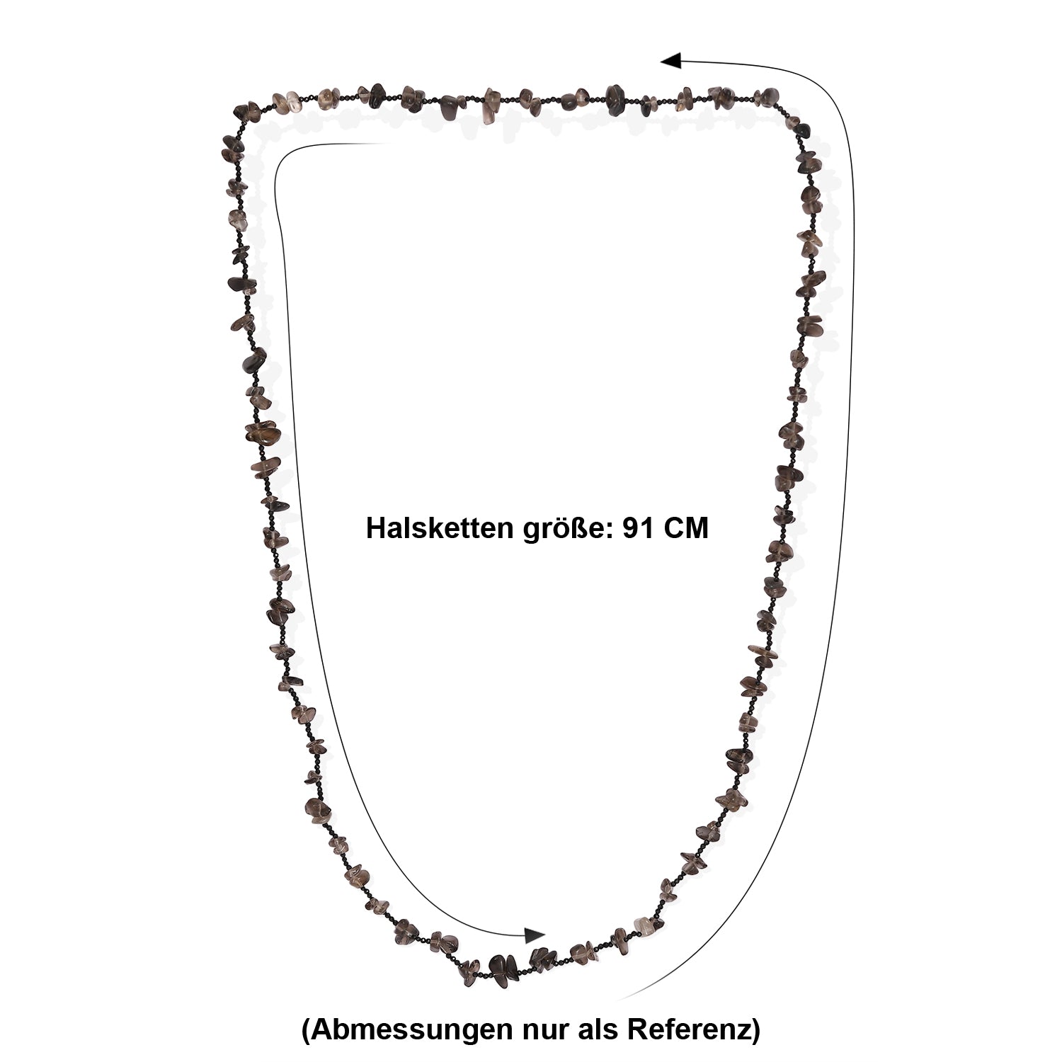 Rauchquarz, Schwarzer Spinell Halskette 91 cm ca. 240.00 ct