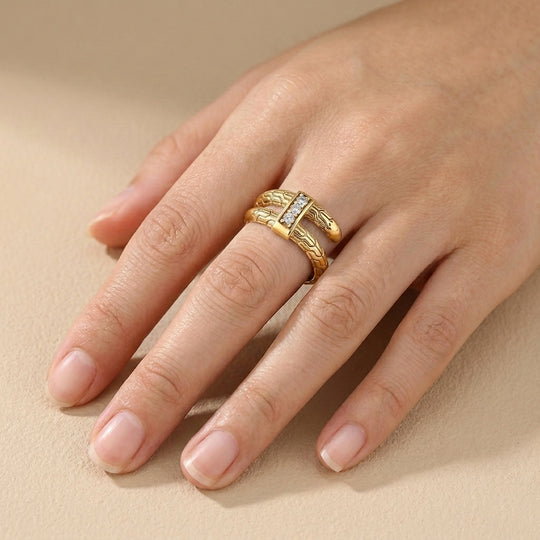 LUXURIANT DIAMOND - Lab Grown Diamant SI-GH Ring 925 Silber Gelbgold Vermeil (Größe 19.00) ca. 0.14 ct