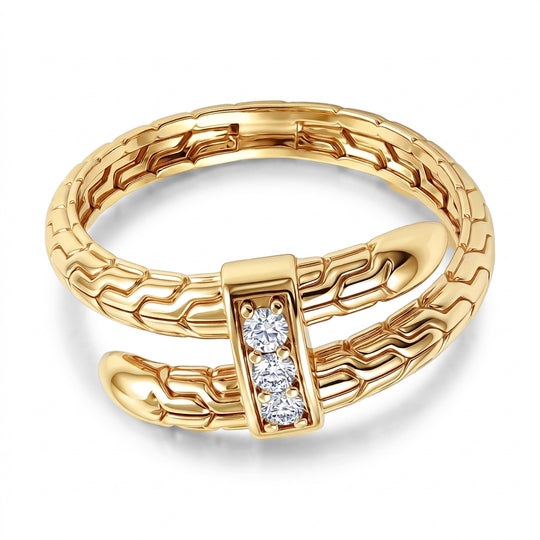 LUXURIANT DIAMOND - Lab Grown Diamant SI-GH Ring 925 Silber Gelbgold Vermeil (Größe 19.00) ca. 0.14 ct