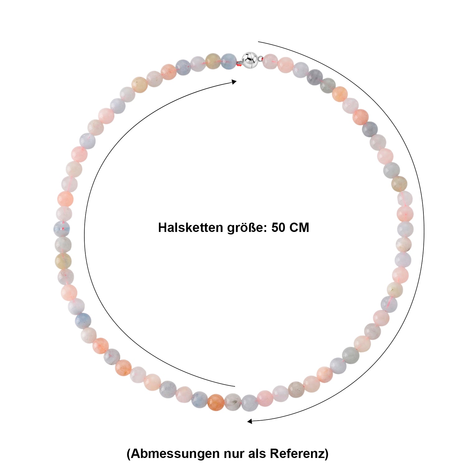 Mehrfarbiger Beryll Halskette ca. 50 cm 316L Edelstahl ca. 160.00 ct
