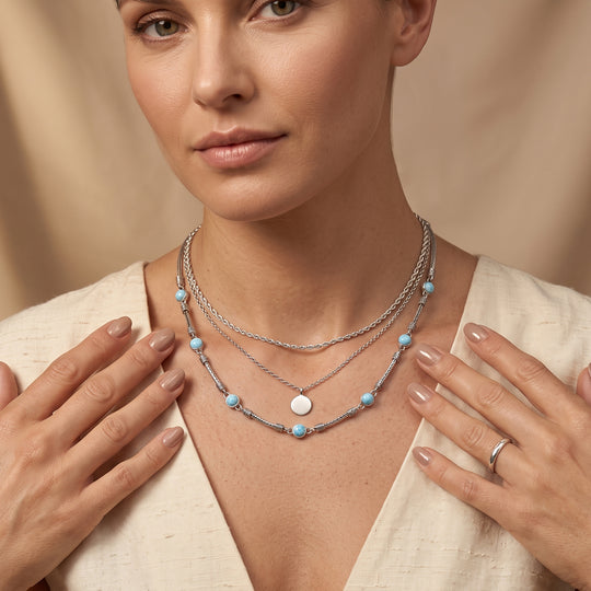 D'Joy AA Larimar Halskette ca. 50 cm 925 Silber ca. 9,00 ct.