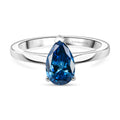 LUXURIANT SI-GH Labor blauer Diamant Solitär Ring, 925 Silber rhodiniert - 1 ct.