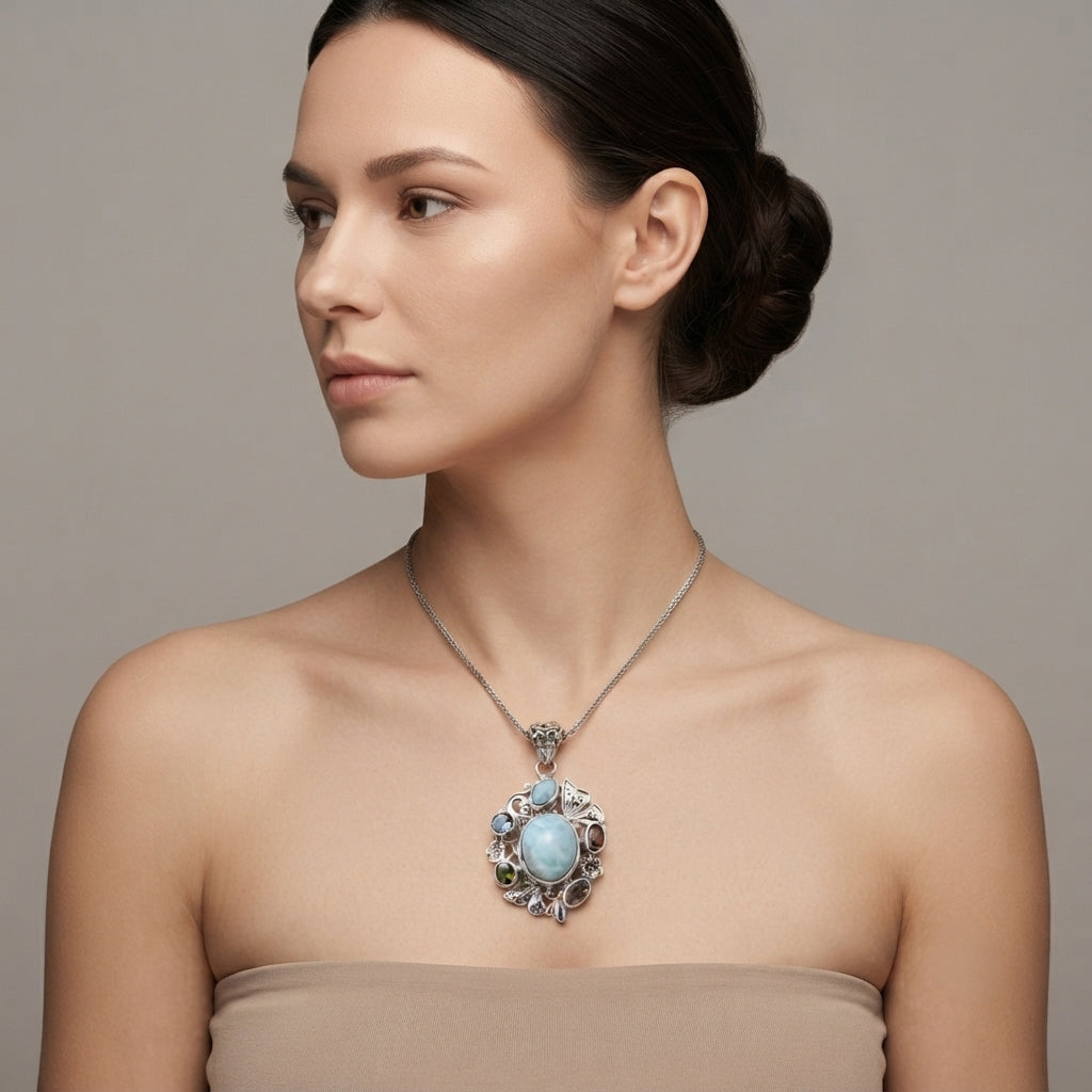 D'Joy AA Larimar Anhänger 925 Silber ca. 7,83 ct.