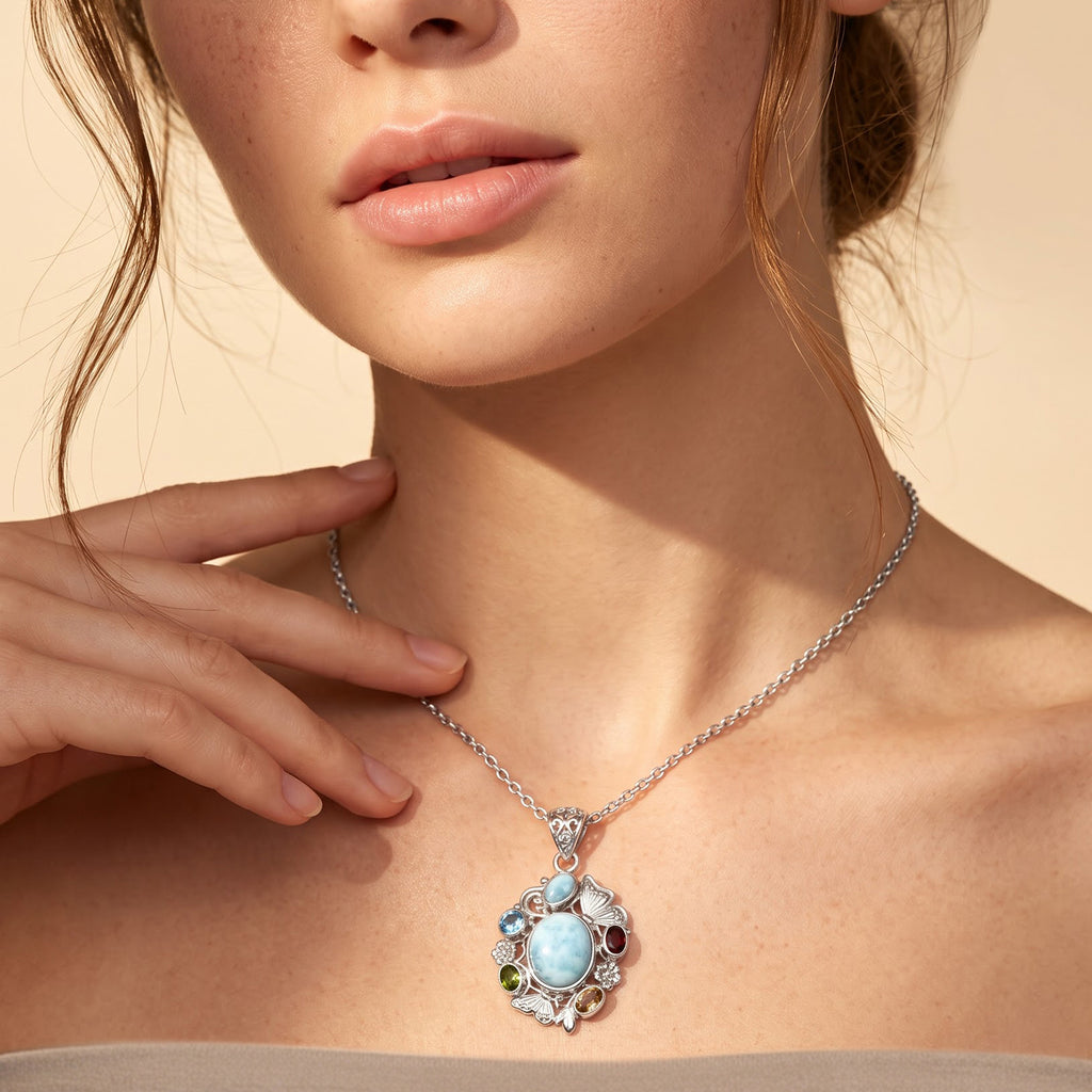 D'Joy AA Larimar Anhänger 925 Silber ca. 7.83 ct