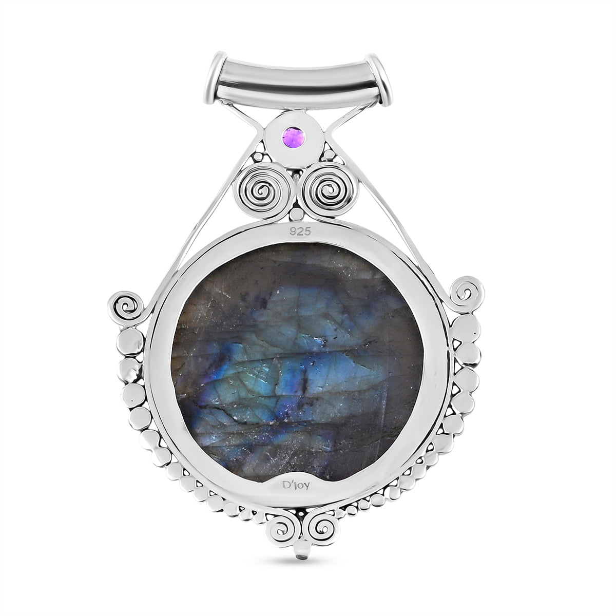 D'Joy Royal Bali - AA Labradorit, Afrikanischer Amethyst Anhänger 925 Silber ca. 93.77 ct