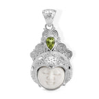 D'Joy Ox Bone, Peridot Anhänger 925 Silber ca. 5,95 ct.