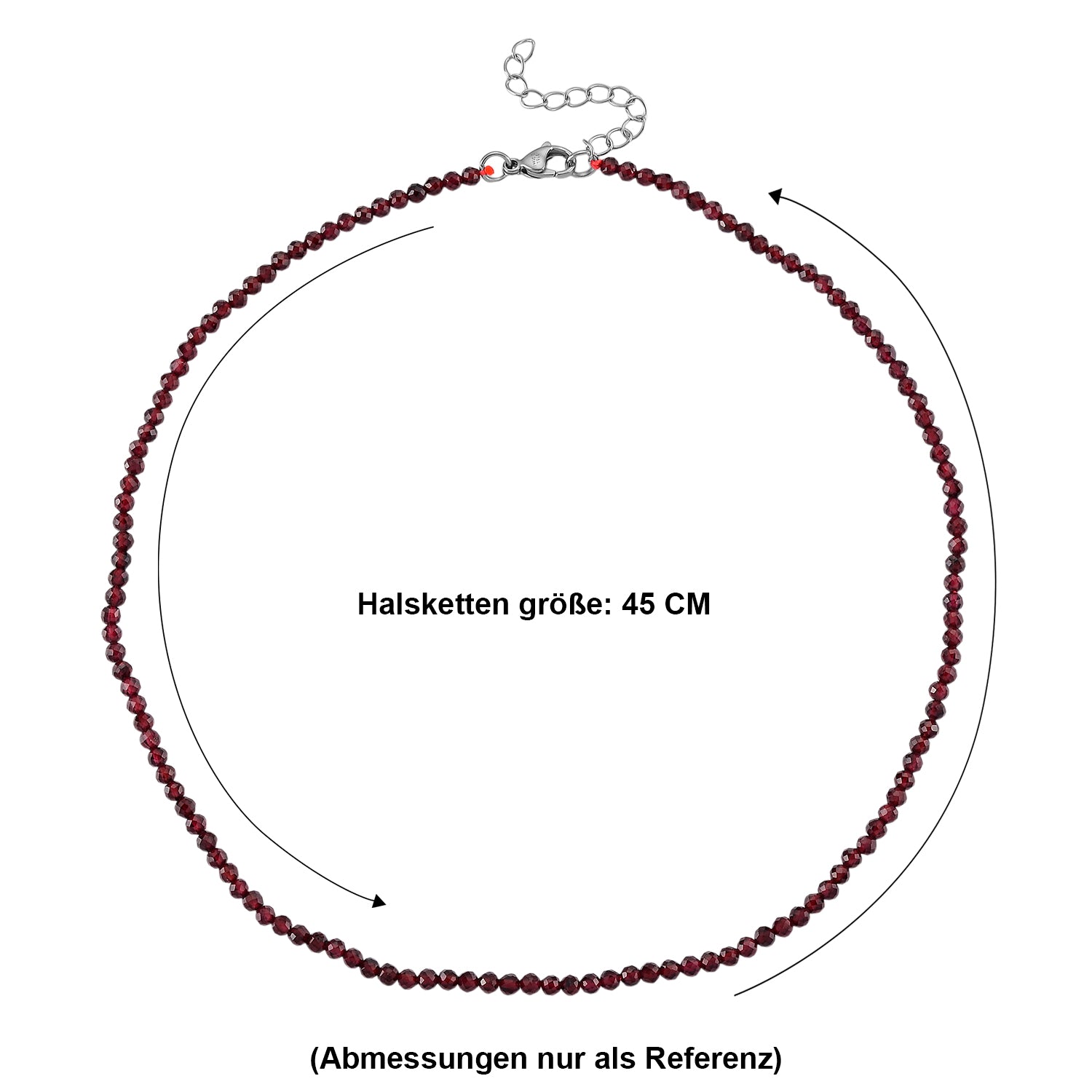 Mosambik Granat Halskette ca. 45 cm 316L Edelstahl ca. 55.00 ct
