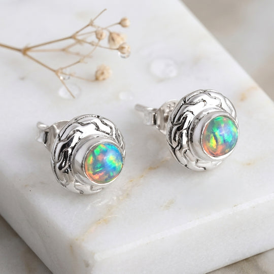 D'Joy AA Natürlicher, äthiopischer Welo Opal Ohrringe 925 Silber ca. 0.66 ct