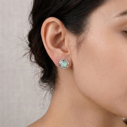 D'Joy AA Natürlicher, äthiopischer Welo Opal Ohrringe 925 Silber ca. 0.66 ct
