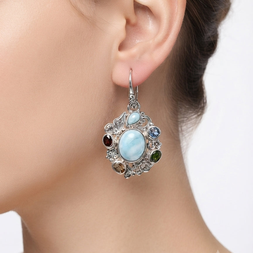 D'Joy AA Larimar Ohrringe 925 Silber ca. 8,52 ct.