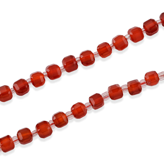 Roter Achat, Glas Halskette, flexibel, 316L Edelstahl 85.00 ct