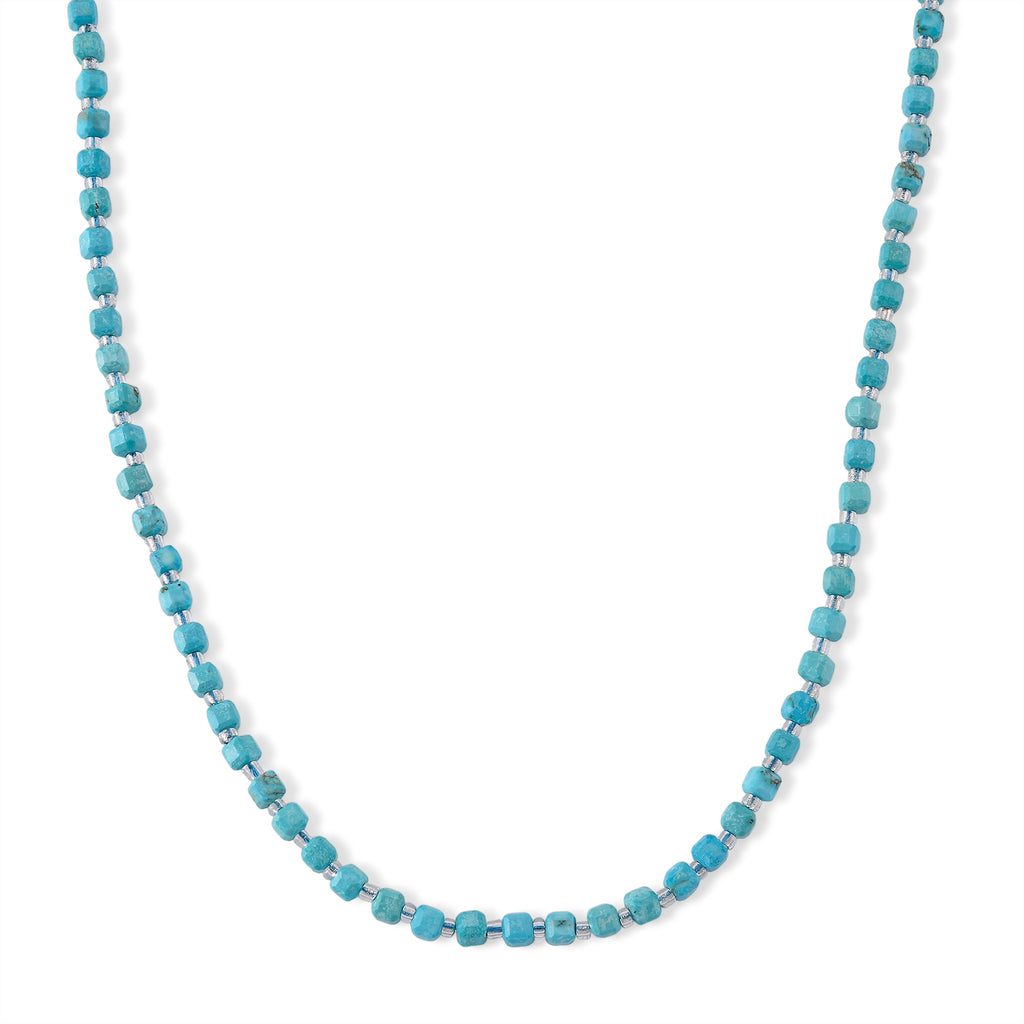 Blauer Howlit, Glas Halskette, flexibel, 316L Edelstahl 85.00 ct