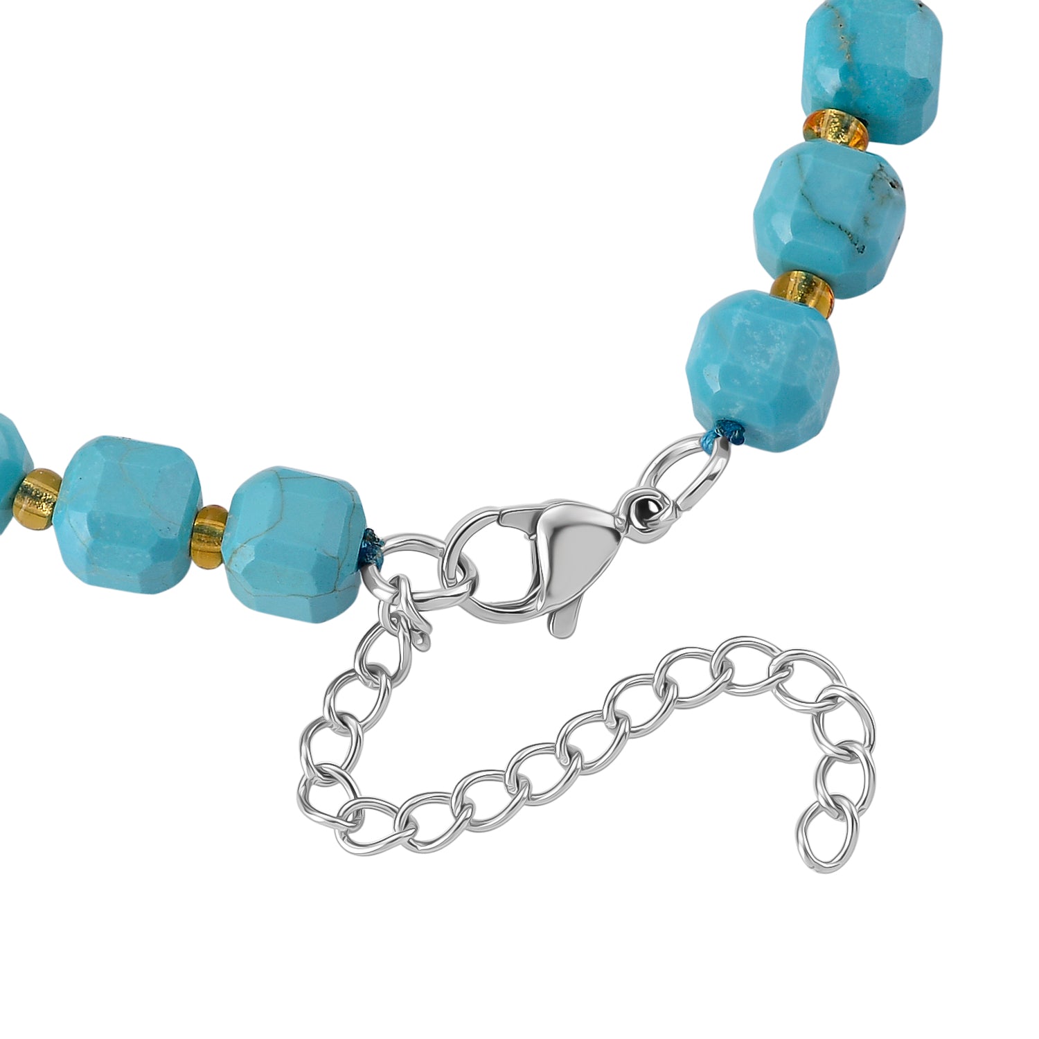 Blauer Howlit, Glas Armband, flexibel, 316L Edelstahl 58.00 ct