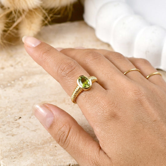 EVER TRUE Natürlicher Peridot Ring 950 Kupfer (Größe 21.00) ca. 0.85 ct
