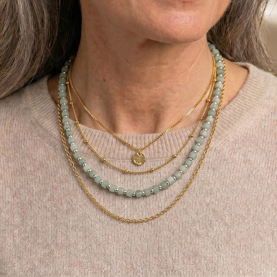 Grüner Aventurin Halskette, flexibel, Reine Legierung ca. 25.00 ct