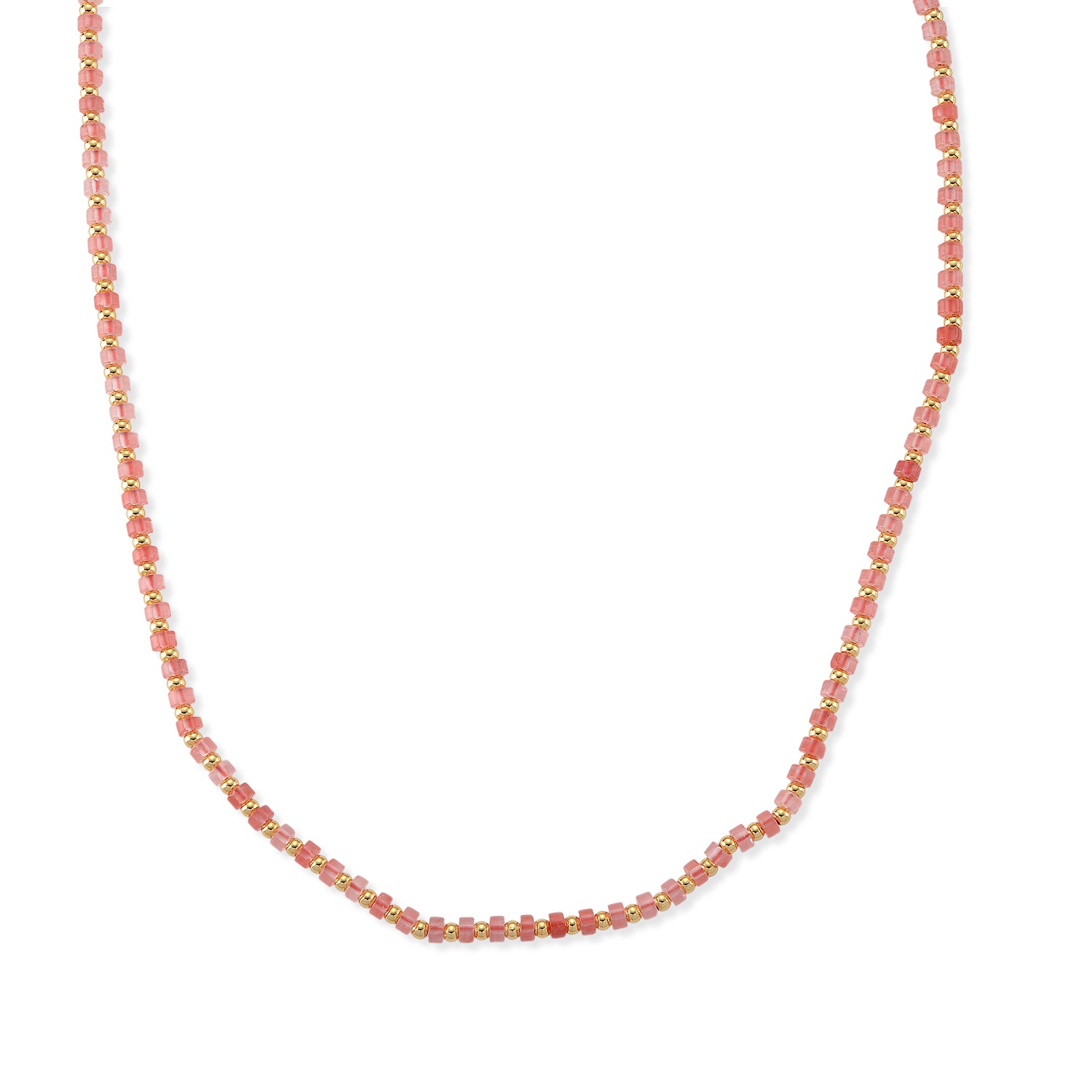 Kirsche Quarz Halskette, flexibel, Reine Legierung Vergoldet ca. 25.00 ct