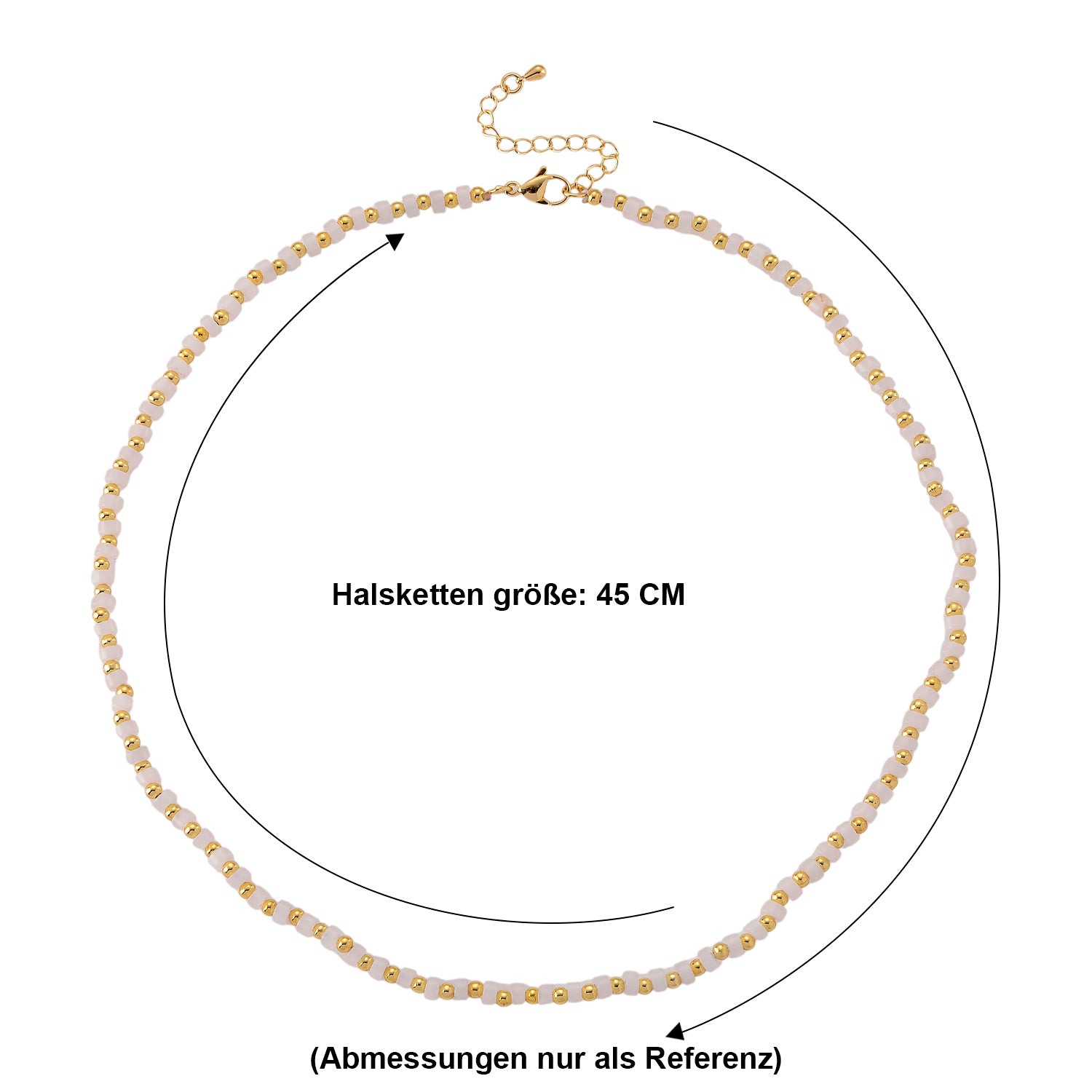 Weißer Kristall Halskette, flexibel, Reine Legierung Vergoldet 25.00 ct