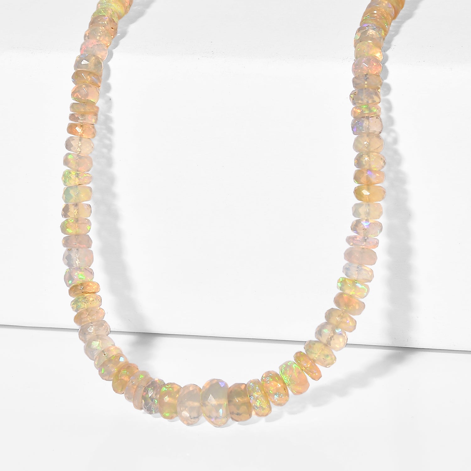 D'Joy AAA Natürlicher, äthiopischer Welo Opal Halskette ca. 45 cm 925 Silber Rhodiniert ca. 78,00 ct.