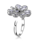 Weißer Zirkonia Ring Nickelfreies Messing, flexible, (Größe 17.00-19.00)