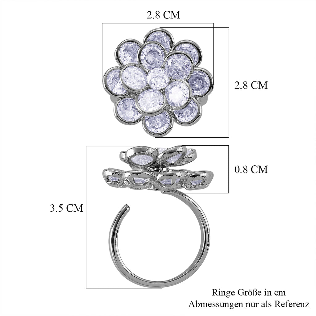 Weißer Zirkonia Ring Nickelfreies Messing, flexible, (Größe 17.00-19.00)
