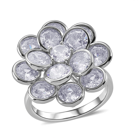 Weißer Zirkonia Ring Nickelfreies Messing, flexible, (Größe 18.00-20.00)