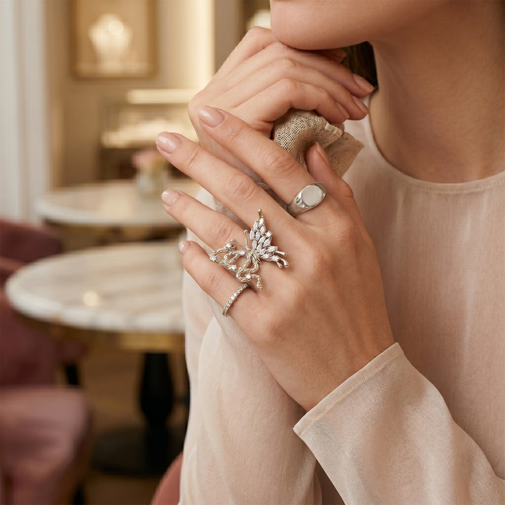 Weißer Zirkonia Ring Nickelfreies Messing, flexibel, Silbefarben, (Größe 16.00-18.00)
