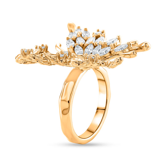 Weißer Zirkonia Ring Nickelfreies Messing, flexible, Goldfarben, (Größe 17.00-20.00)