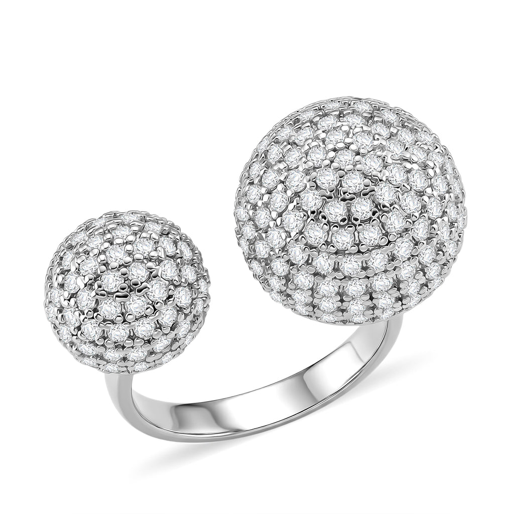 Weißer Zirkonia Ring Nickelfreies Messing, flexibel, Silberfarben, (Größe 18.00-20.00)