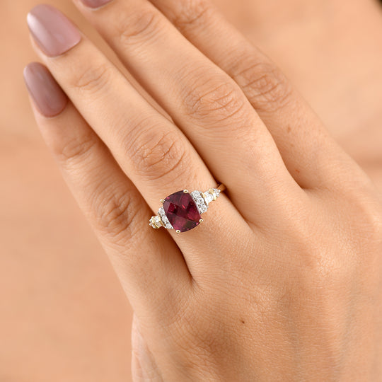 LUXURIANT DIAMOND - AAA Farbwechsel Granat, Lab Grown Diamant Ring 417 Gold (Größe 18.00) ca. 3,99 ct
