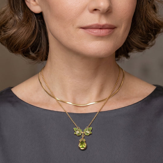 EVER TRUE AA Natürliche Peridot Halskette ca. 50 cm 950 Kupfer ca. 1.80 ct