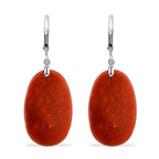 D'Joy Rote Jade Ohrringe 925 Silber Rhodiniert ca. 50,00 ct.