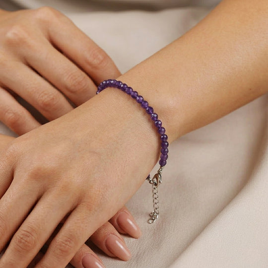 Afrikanischer Amethyst Armband ca. 18 +5 cm Extender 316L Edelstahl ca. 20.00 ct