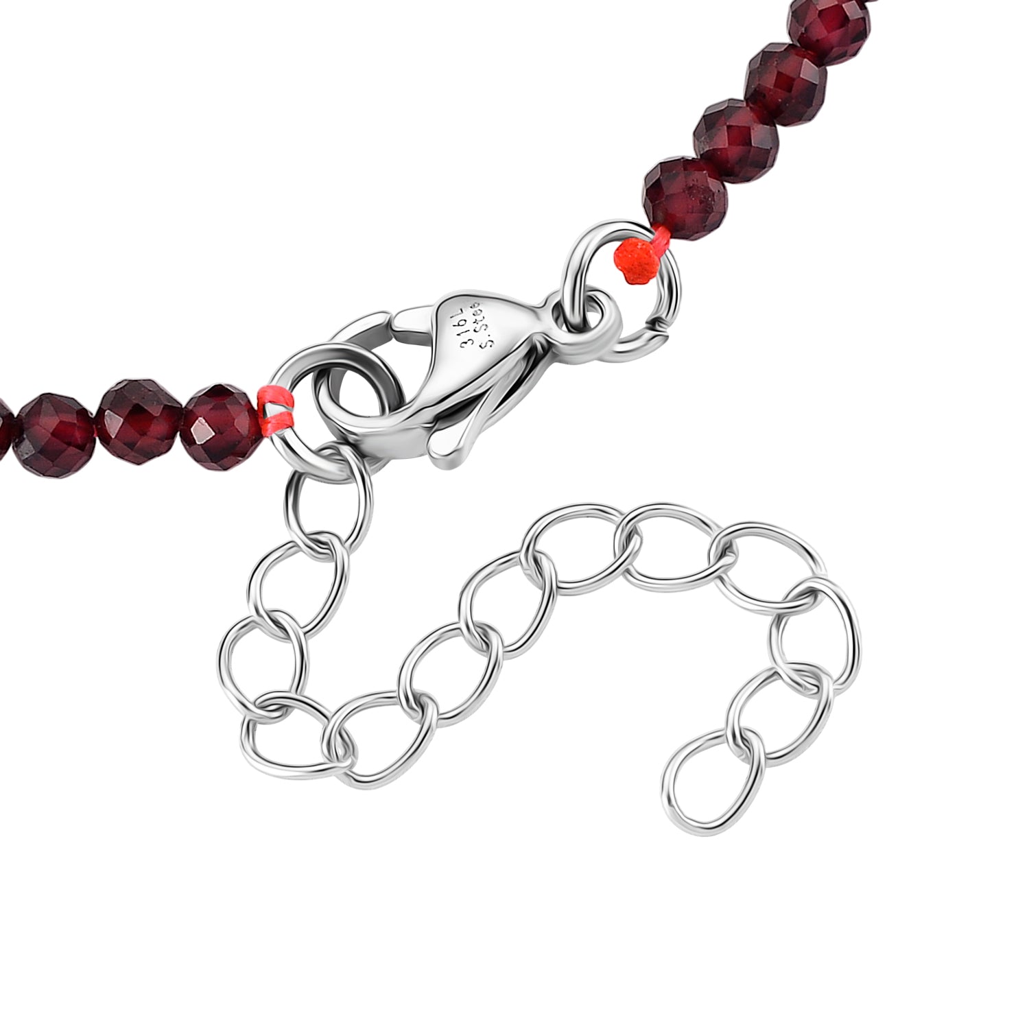 Mosambik Granat Armband ca. 18 cm 316L Edelstahl ca. 22.00 ct