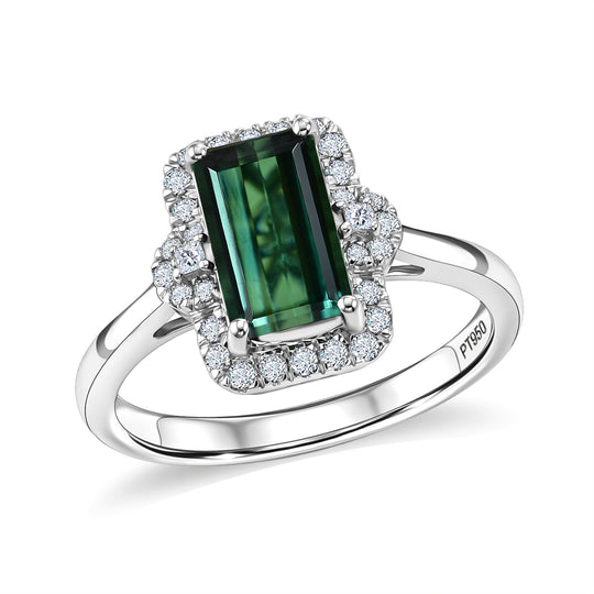Rhapsody AAAA Pirineu Lagoon Tourmaline, Weißer Diamant Ring 950 Platin (Größe 18.00)   (10-16 Werktage Lieferzeit) ca. 2,56 ct