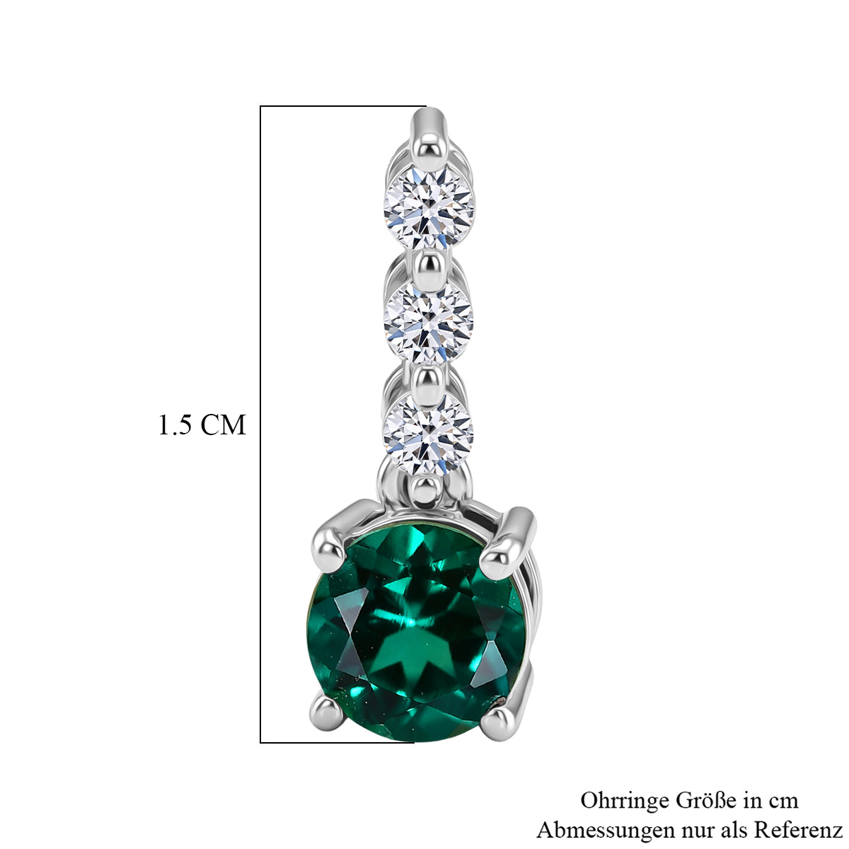 LUXURIANT DIAMOND - AAA Lab Grown Smaragd, Weißer Zirkon Ohrringe 925 Silber Rhodiniert ca. 0,96 ct.