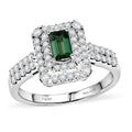 D'Joy AA Pirineu Lagoon Tourmaline, Moissanit AGI zertifiziert Ring 925 Silber Rhodiniert (Größe 20.00) ca. 1,39 ct