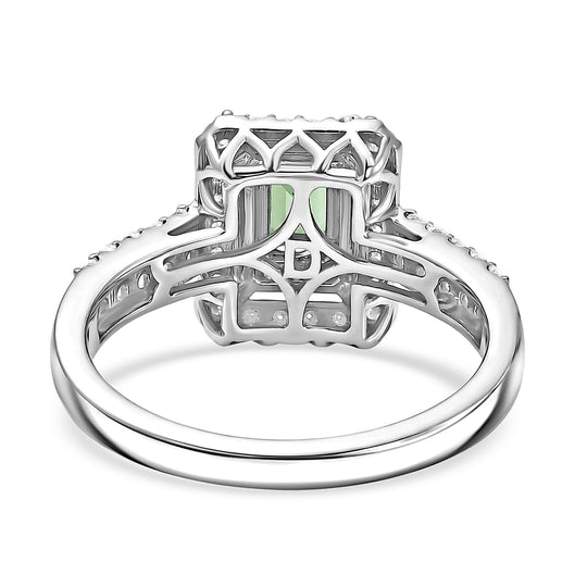 D'Joy AA Pirineu Lagoon Tourmaline, Moissanit AGI zertifiziert Ring 925 Silber Rhodiniert (Größe 18.00) ca. 1,39 ct