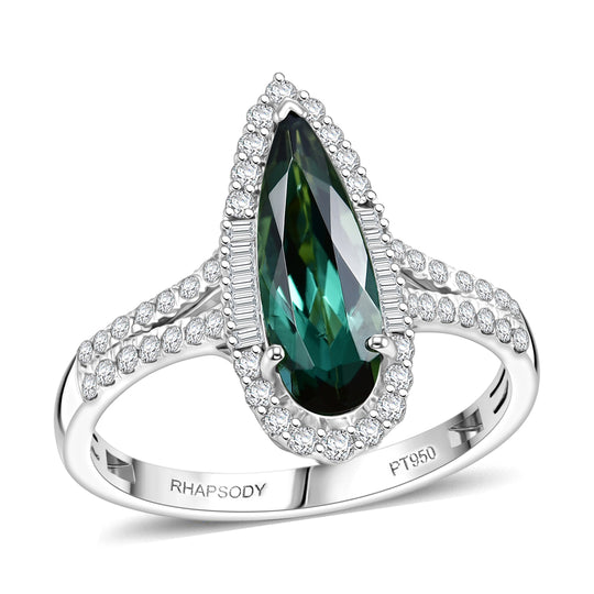 Rhapsody AAAA Pirineu Lagoon Tourmaline, Weißer Diamant Ring 950 Platin (Größe 18.00)   (10-16 Werktage Lieferzeit) ca. 2,26 ct
