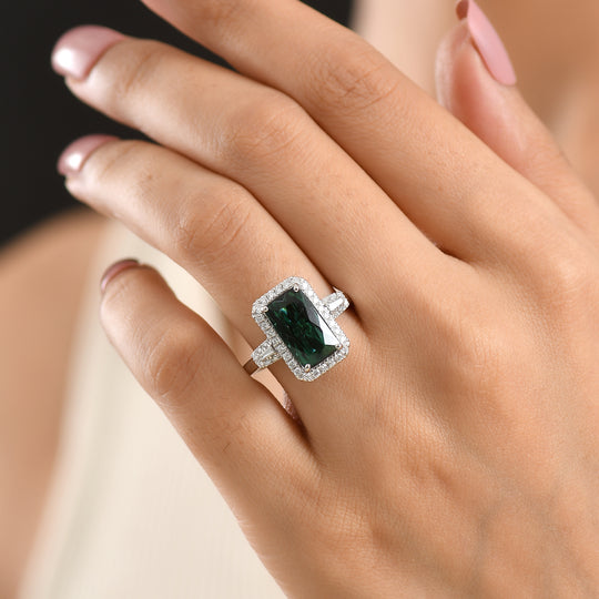 Rhapsody AAAA Pirineu Lagoon Tourmaline, Weißer Diamant Ring 950 Platin (Größe 17.00)   (10-16 Werktage Lieferzeit) ca. 5,09 ct